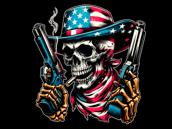 Skull with American Flag 4th of July T-shirt 90527780 1 Plus Size Shirts