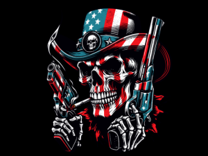 Skull with American Flag 4th of July T-shirt 90528125 1 Plus Size Shirts
