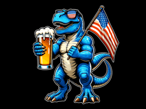 T REX Dinosaur Holding Flag and Beer 4th July T-shirt 94288717 1 Plus Size Shirts