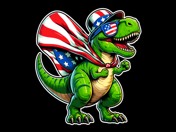 T Rex Dinosaur USA Flag 4th of July T-shirt 94023726 1 Plus Size Shirts