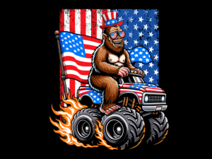 USA Flag Bigfoot Driving Monster Truck T-shirt 93551851 2 Plus Size Shirts