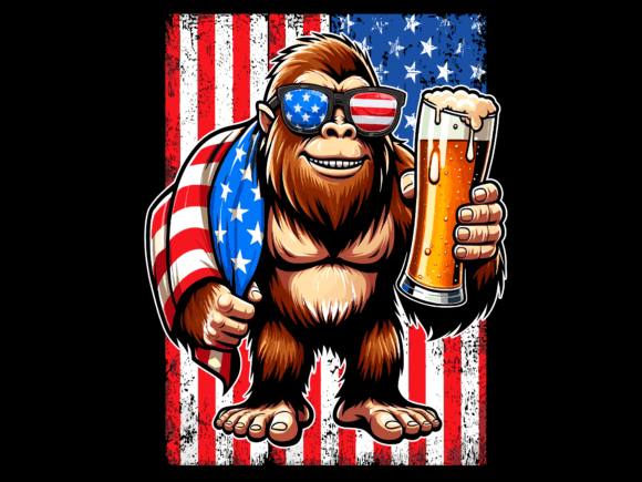 USA Flag Bigfoot Holding Beer T-shirt 93633703 2 Plus Size Shirts