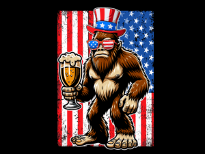 USA Flag Bigfoot Holding Beer T-shirt 93634160 2 Plus Size Shirts