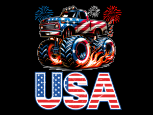 USA Flag Patterned Monster Truck 93873826 1 Plus Size Shirts