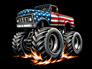 USA Flag Patterned Monster Truck T-shirt 93852797 2 Plus Size Shirts