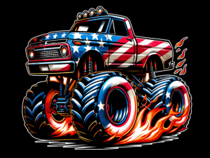 USA Flag Patterned Monster Truck T-shirt 93852958 2 Plus Size Shirts