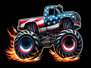 USA Flag Patterned Monster Truck T-shirt 93853100 2 Plus Size Shirts