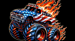 USA Flag Patterned Monster Truck T-shirt 93853289 2 Plus Size Shirts