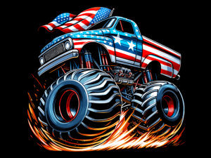USA Flag Patterned Monster Truck T-shirt 93854969 2 Plus Size Shirts