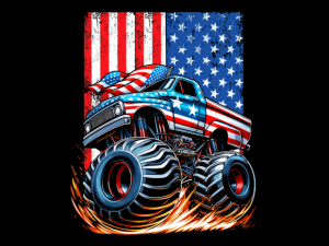 USA Flag Patterned Monster Truck T-shirt 93855355 2 Plus Size Shirts