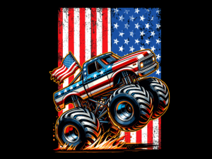 USA Flag Patterned Monster Truck T-shirt 93860379 1 Plus Size Shirts