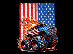 USA Flag Patterned Monster Truck T-shirt 93860997 1 Plus Size Shirts