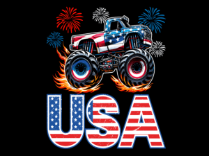 USA Flag Patterned Monster Truck T-shirt 93864761 1 Plus Size Shirts