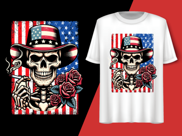 Usa Flag Vintage Skeleton 4th of July T-shirt 92717628 1 Plus Size Shirts