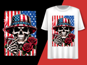 Usa Flag Vintage Skeleton 4th of July T-shirt 92718501 1 Plus Size Shirts