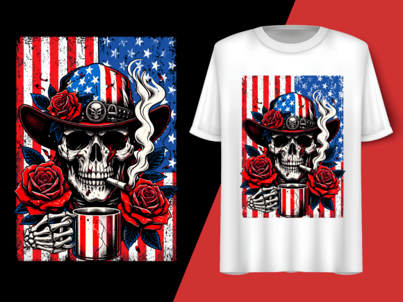 Usa Flag Vintage Skeleton 4th of July T-shirt 92719303 1 Plus Size Shirts
