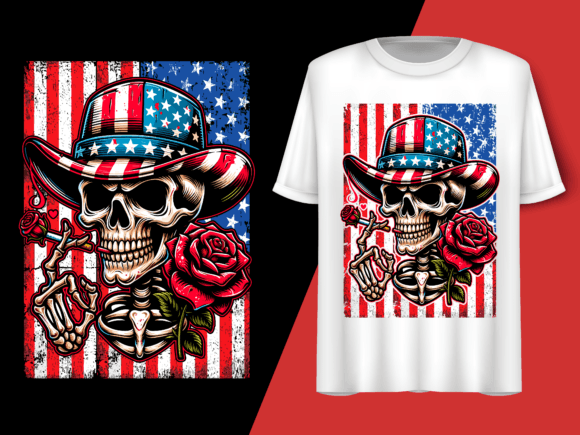 Usa Flag Vintage Skeleton 4th of July T-shirt 92719863 1 Plus Size Shirts