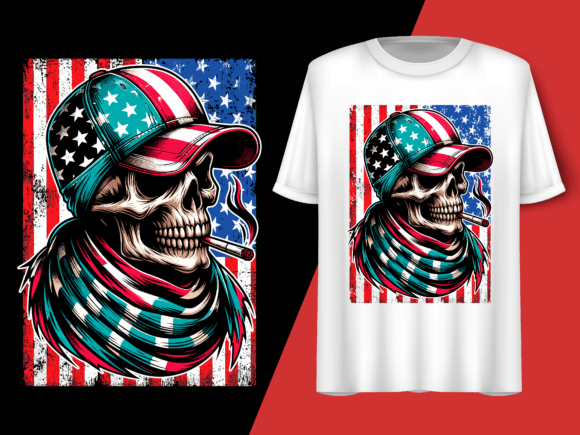 Usa Flag Vintage Skeleton 4th of July T-shirt 92722643 1 Plus Size Shirts
