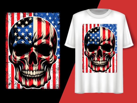 Usa Flag Vintage Skeleton 4th of July T-shirt 92723315 1 Plus Size Shirts