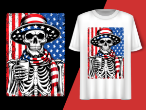 Usa Flag Vintage Skeleton 4th of July T-shirt 92802441 1 Plus Size Shirts
