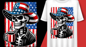 Usa Flag Vintage Skeleton 4th of July T-shirt 92802692 1 Plus Size Shirts