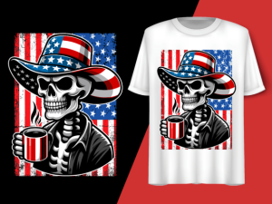 Usa Flag Vintage Skeleton 4th of July T-shirt 92802692 1 Plus Size Shirts