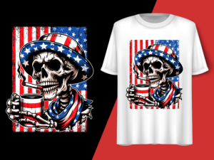 Usa Flag Vintage Skeleton 4th of July T-shirt 92804463 1 Plus Size Shirts