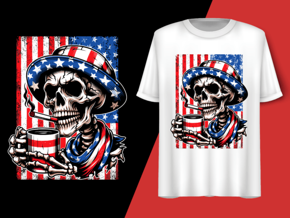 Usa Flag Vintage Skeleton 4th of July T-shirt 92804463 1 Plus Size Shirts