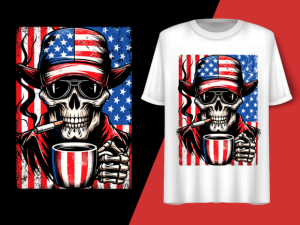 Usa Flag Vintage Skeleton 4th of July T-shirt 92805116 1 Plus Size Shirts