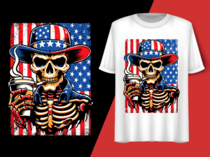 Usa Flag Vintage Skeleton 4th of July T-shirt 92805345 1 Plus Size Shirts