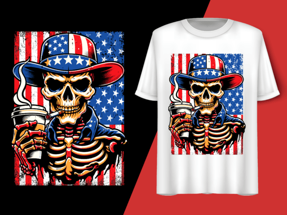 Usa Flag Vintage Skeleton 4th of July T-shirt 92805345 1 Plus Size Shirts