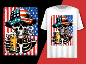 Usa Flag Vintage Skeleton 4th of July T-shirt 92805664 1 Plus Size Shirts