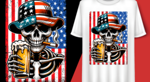 Usa Flag Vintage Skeleton 4th of July T-shirt 92806037 1 Plus Size Shirts