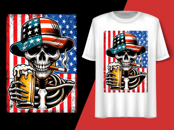 Usa Flag Vintage Skeleton 4th of July T-shirt 92806037 1 Plus Size Shirts
