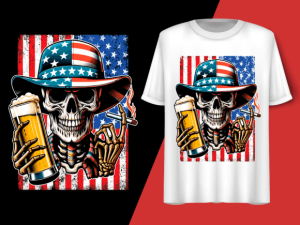 Usa Flag Vintage Skeleton 4th of July T-shirt 92833310 1 Plus Size Shirts