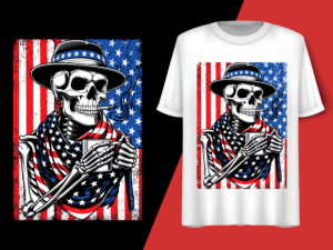 Usa Flag Vintage Skeleton 4th of July T-shirt 92834118 1 Plus Size Shirts