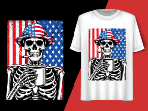Usa Flag Vintage Skeleton 4th of July T-shirt 92835632 1 Plus Size Shirts