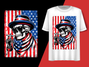 Usa Flag Vintage Skeleton 4th of July T-shirt 92836302 1 Plus Size Shirts