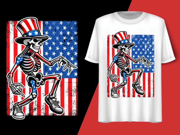 Usa Flag Vintage Skeleton 4th of July T-shirt 92836980 1 Plus Size Shirts
