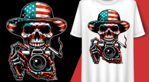Vintage Skeleton Holding Camera T-shirt 92841188 1 Plus Size Shirts