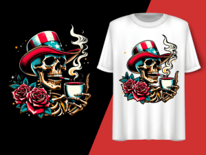 Vintage Skeleton Holding Coffee T-shirt 92841531 1 Plus Size Shirts