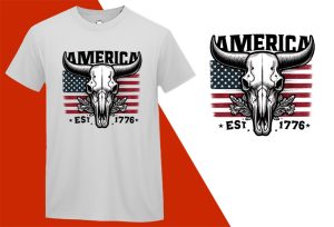 America Est 1776 Skull 4th of July, Independence Day T-shirt, Fourth of july shirt, Freedom shirt, Patriotic Family Shirts, Independence shirt T-shirt Plus Size Shirts