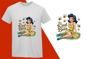 Be Kind to Bees, Pin-up Girl Retro Funny T-shirt, Sarcastic Humor T shirt Tee T-shirt Plus Size Shirts