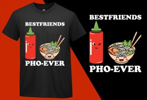 Best Friends Pho Ever Asian, Funny Kawaii Food T shirt for Kids Boys Girls Women Men T-shirt Plus Size Shirts