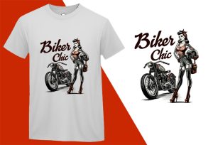 Biker Chic, Pin-up Girl Funny T-shirt, Sarcastic Humor T shirt Tee T-shirt Plus Size Shirts
