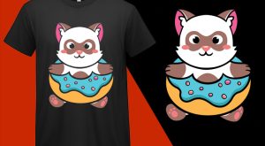 Cat Donut Sprinkles Floaty Summer Tshirt T-shirt Plus Size Shirts