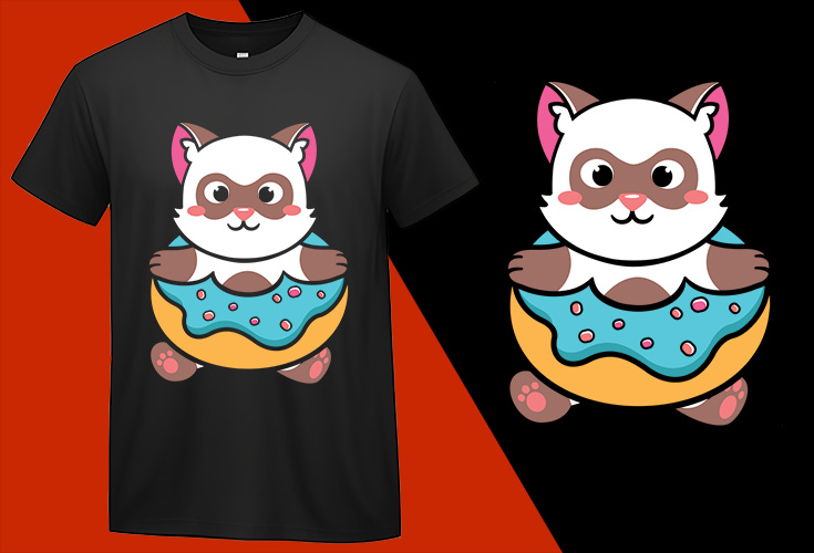 Cat Donut Sprinkles Floaty Summer Tshirt T-shirt Plus Size Shirts