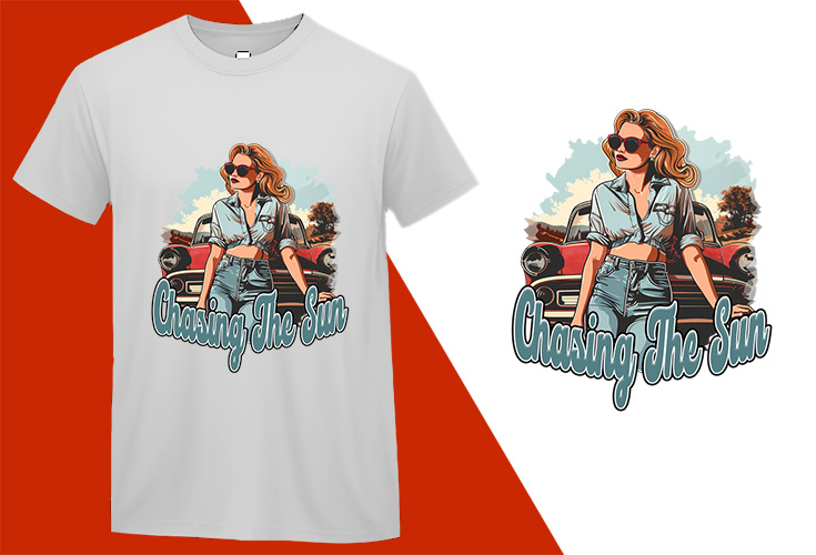 Chasing The Sun, Pin-up Girl Retro Funny T-shirt, Sarcastic Humor T shirt Tee T-shirt Plus Size Shirts Chasing The Sun, Pin-up Girl Retro Funny T-shirt, Sarcastic Humor T shirt Tee T-shirt Plus Size Shirts