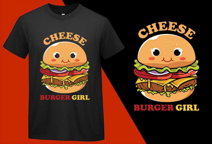 Cheeseburger Girl Hamburger , Funny T-shirts for Men Women Kids T-shirt Plus Size Shirts