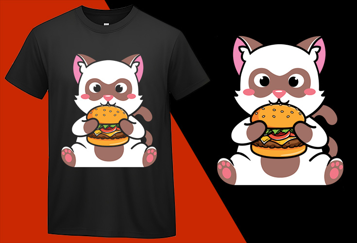 Cute Cat Love Hamburger, Funny T-shirts for Men Women Kids T-shirt Plus Size Shirts